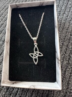 Sterling-Style Silver Celtic Knot Pendant Necklace